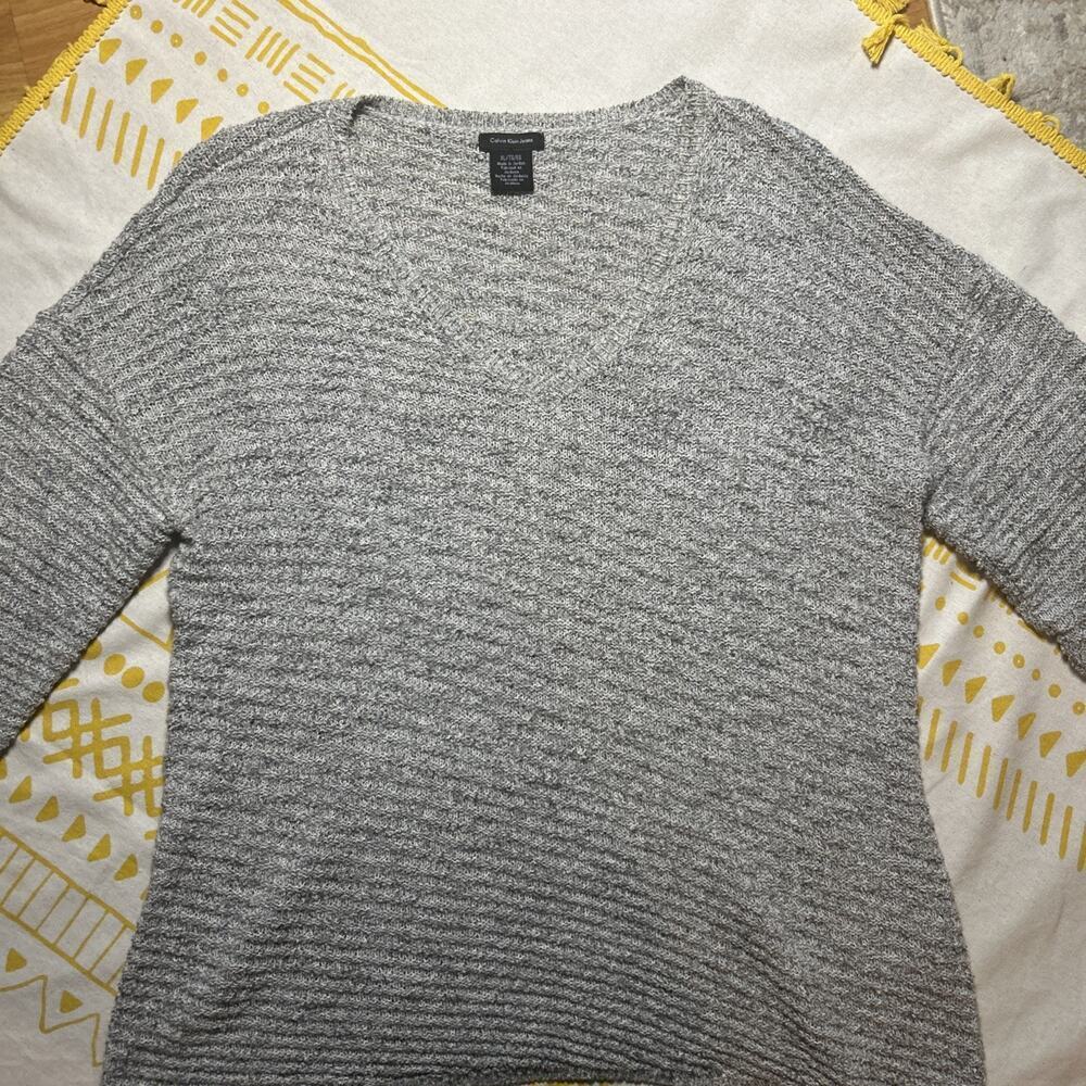 Women's Gray Long Sleeve Sweater Size Extra Large Calvin Klein Jeans Pullover - Picture 3 of 5